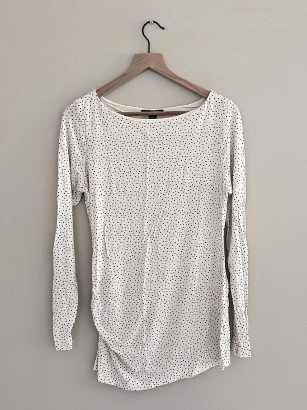 A Pea in the Pod Polka Dot Long Sleeve Top in White & Black Medium Maternity